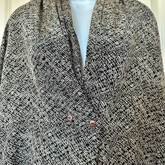 Vintage Spenser Jeremy Thin Lightweight Silk Jacket Black Beige Size Large - Picture 3 of 9